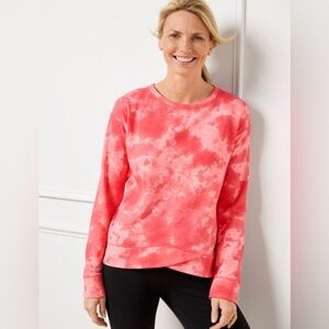 T by Talbots Tie-Dye Tulip Hem Pullover Crew Neck Cotton Sweatshirt Plus Size 3X